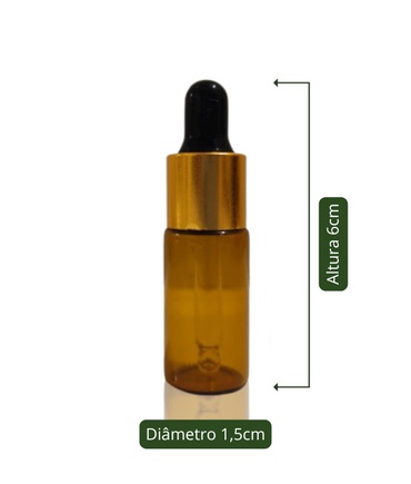 Vidro Âmbar Conta Gotas Ouro 05ml