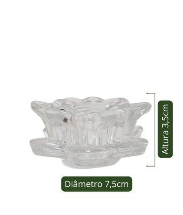 Porta vela Flor vidro Cristal PP
