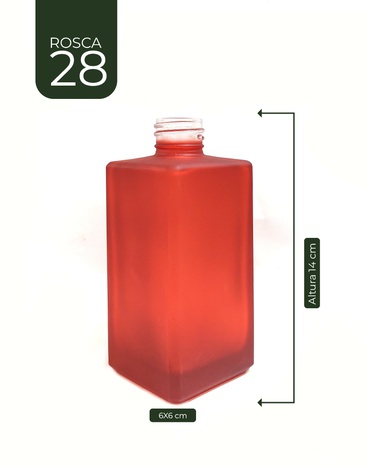 Vidro Square Vermelho Jateado 250 ml