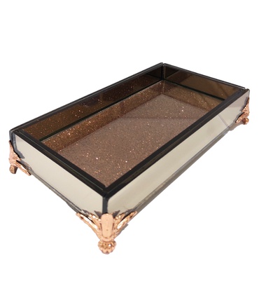 Bandeja Glitter Bronze com pé