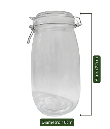 Vidro Hermético com tampa 1500ml