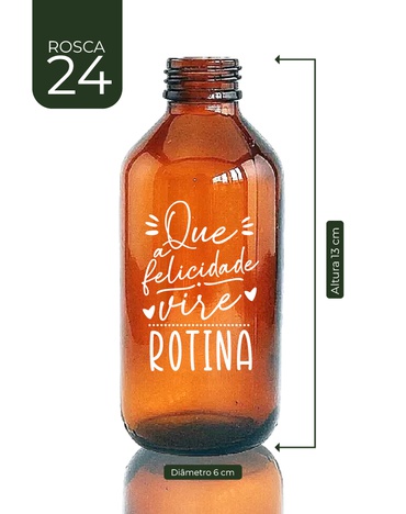 Vidro Âmbar Felicidade e Rotina 200 ml