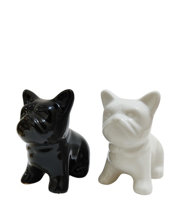 Cachorrinho Buldog Branco/Preto
