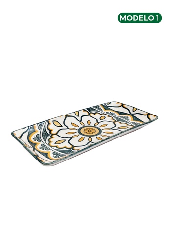 Bandeja Cerâmica Decorada 25x11 cm