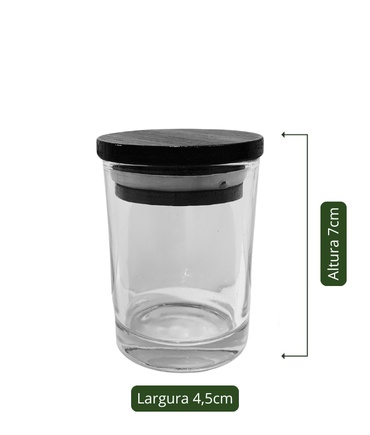 Porta Vela Cristal com Tampa Preta 60ml