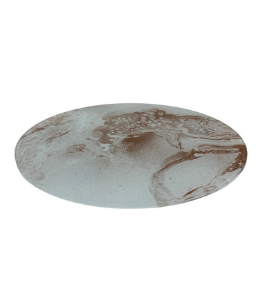 Bandeja Disco Mármore Branca e Rose 20cm