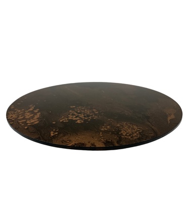 Bandeja Disco Mármore Preta com Rose 20cm